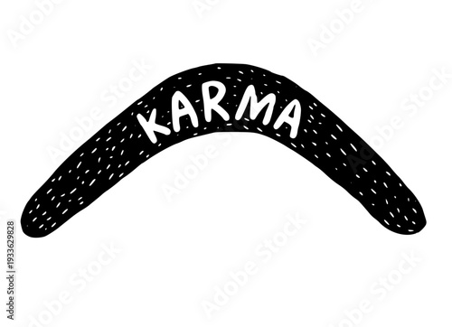 Boomerang with karma text in modern illustration