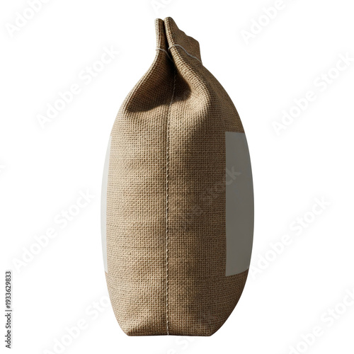 Burlap bag with blank label