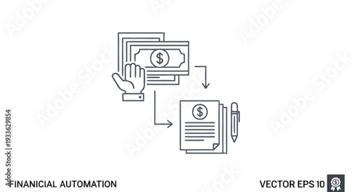 Financial Automation Process with Hand and Documents.
