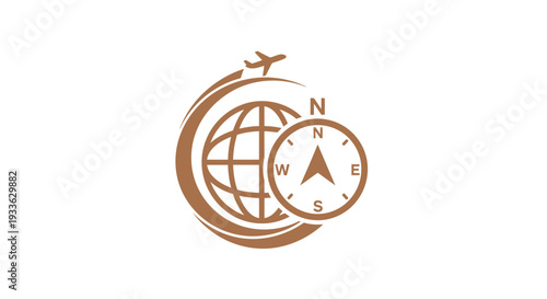 Global Travel Compass and Airplane Icon.