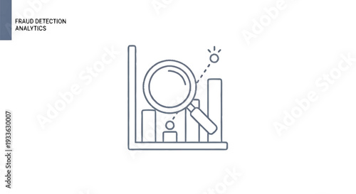 Fraud Detection Analytics Magnifying Glass Over Bar Chart.