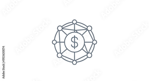Global Financial Network Connected Dollar Symbol Illustration.