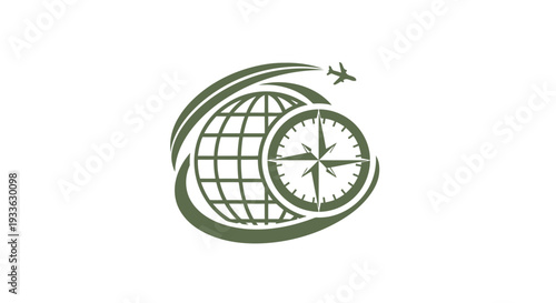 Global Travel Compass and Airplane Icon.