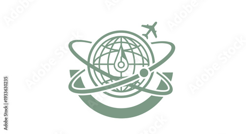 Global Travel and Aviation Industry Emblem with Airplane.