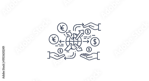 Global Financial Transactions and Currency Exchange Concept.