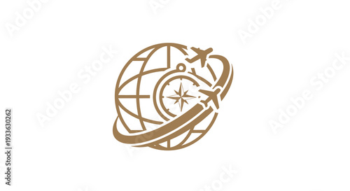 Global Travel Compass and Airplane Icon.