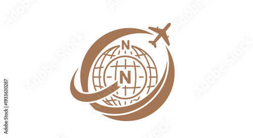 Global Travel and Aviation Logo with Airplane and Globe.