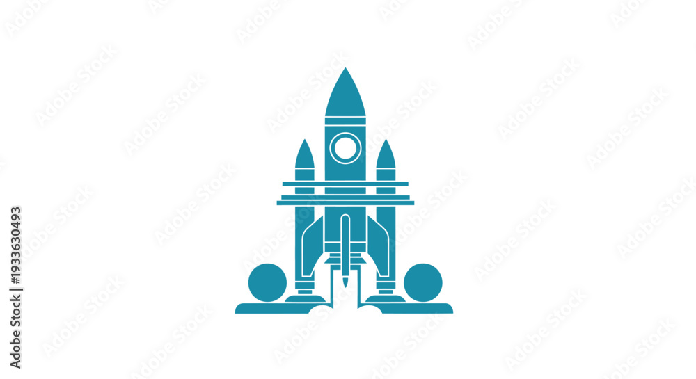Fototapeta premium Futuristic Rocket Launch Pad with Space Shuttle.