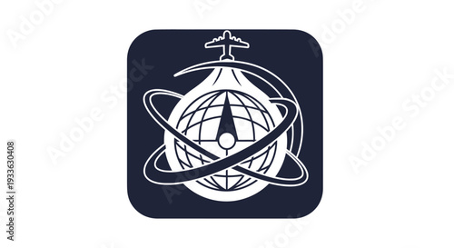 Global Travel and Aviation Symbol with Airplane and Compass.