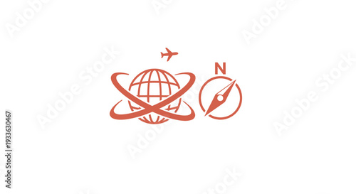 Global Navigation and Exploration Concept with Compass and Orbiting Globe.
