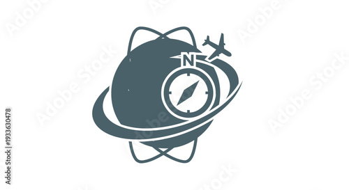 Global Travel Compass and Airplane Icon.