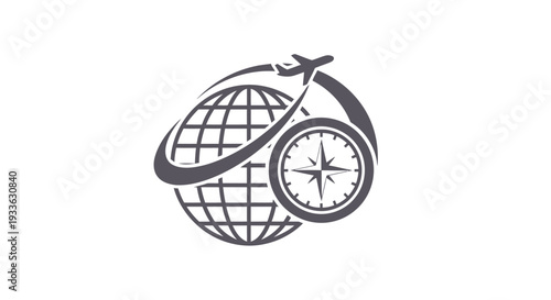 Global Travel and Exploration Compass Icon.