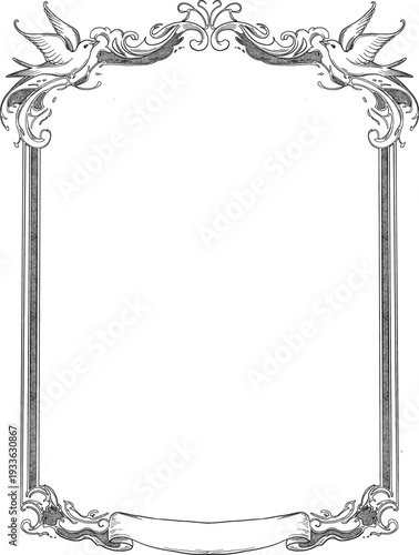 Baroque Decorative Border and Frame Vintage Ornament Illustration