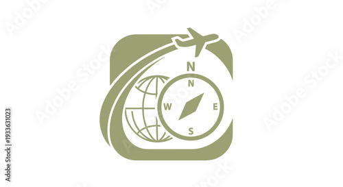 Global Travel Compass and Airplane Icon.