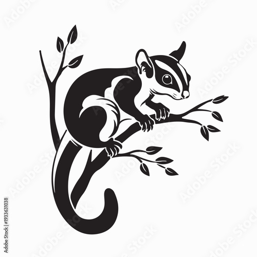 Forest Sugar Glider Animal Logo Vector Design On White Background