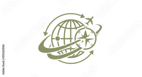 Global Travel and Exploration Compass Icon.