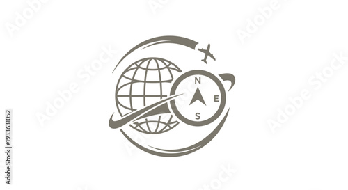 Global Travel and Exploration Compass Icon.