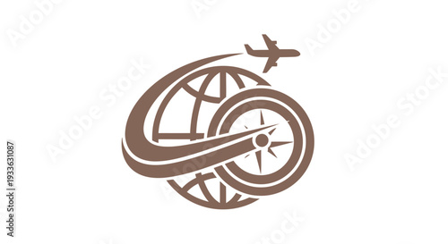 Global travel and adventure logo with airplane and compass.