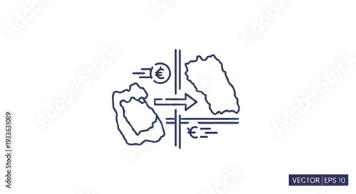 Financial Transaction Between Two Entities with Currency Symbol.