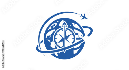 Global Travel Compass and Airplane Icon.