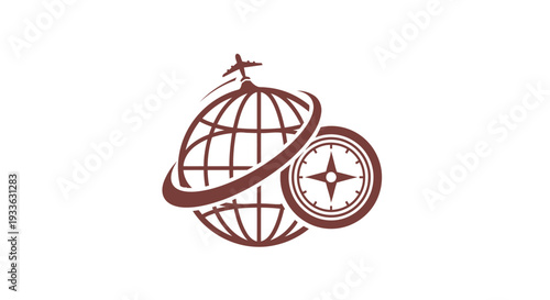 Global Travel and Navigation Compass Icon.