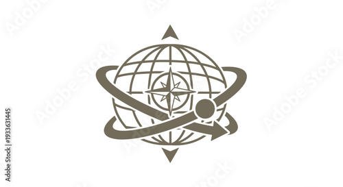 Global Navigation Compass and Orbiting Arrows Symbol.