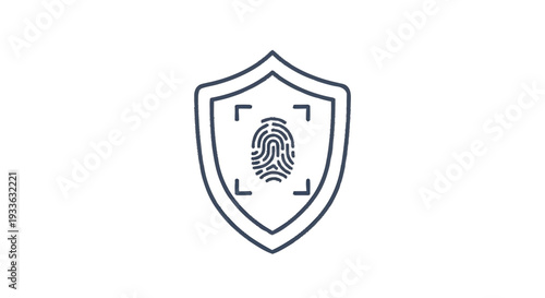 Fingerprint Security Shield Icon Digital Identity Protection Concept.