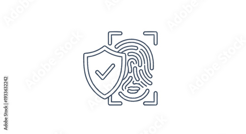 Fingerprint Security Shield Icon Digital Identity Protection.