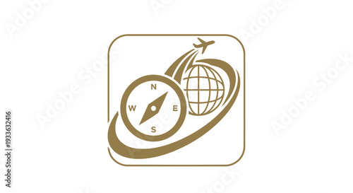 Global Travel Compass and Airplane Icon for Tourism Business.