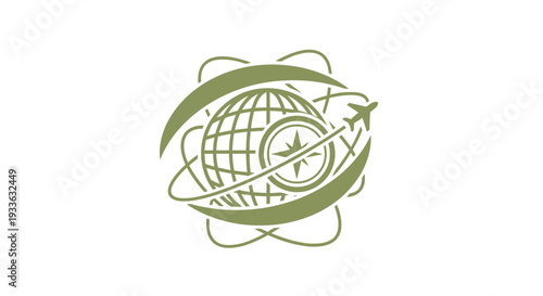 Global travel and exploration concept with airplane and compass.