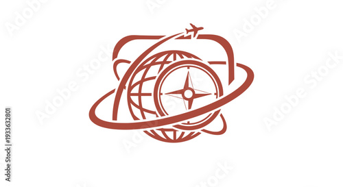 Global Travel Compass and Airplane Icon Representing Adventure.
