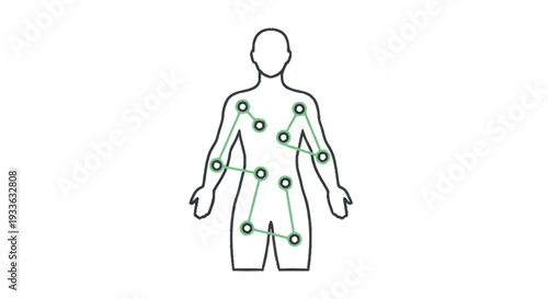 Human Body Networked System with Connected Nodes.