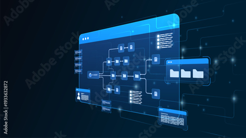 AI workflow automation artificial intelligence.ai agent workflow dashboard with document management, user panels, and automated file processing flow.