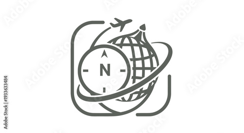 Global Travel Compass and Airplane Icon Representing Worldwide Journeys.