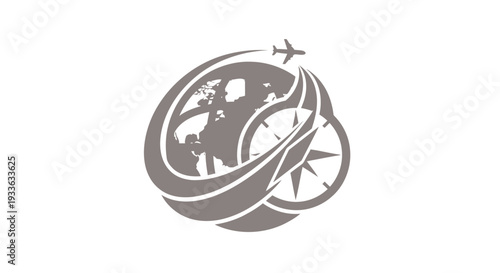 Global Travel Adventure Compass and Airplane Logo.