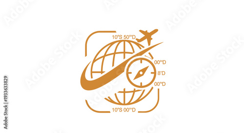 Global Travel Agency Logo with Airplane and Compass.