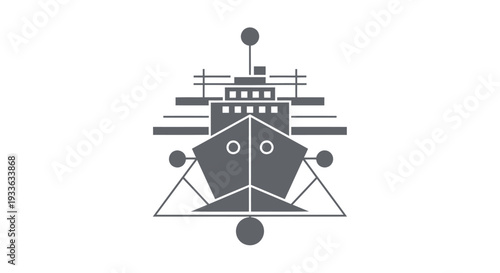 Geometric Stylized Ship Illustration with Minimalist Design.
