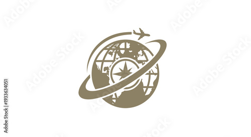 Global Travel Agency Logo with Airplane and Compass.