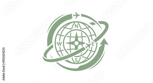 Global Travel Compass and Airplane Icon Symbolizing Worldwide Journeys.