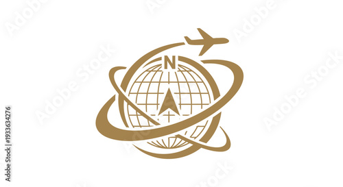 Global Travel Agency Logo with Airplane and Globe.