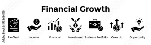 Financial Growth Banner Web Icon Vector Illustration Concept For Pie Chart, Income, Financial, Investment, Business Portfolio, Grow Up, Opportunity