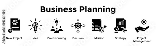 Business Planning Banner Web Icon Vector Illustration Concept For New Project, Idea, Brainstorming, Decision, Mission, Strategy, Project Management
