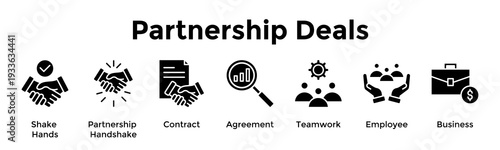 Partnership Deals Banner Web Icon Vector Illustration Concept For Shake Hands, Partnership Handshake, Contract, Agreement, Teamwork, Employee, Business