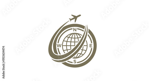 Global Travel Airplane Compass Globe Logo Design.