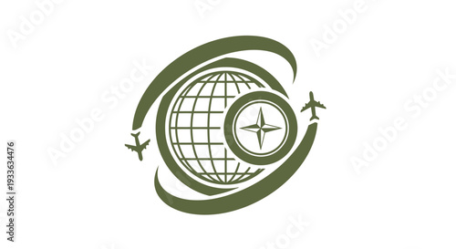 Global Travel Compass and Airplane Icon.