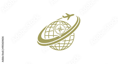 Global Travel Airplane Compass Globe Logo Design.
