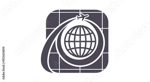 Global Travel Airplane Icon Around the World.
