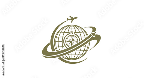 Global Travel And Exploration Compass Logo Design.