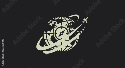 Global Travel Compass and Airplane Logo Design.