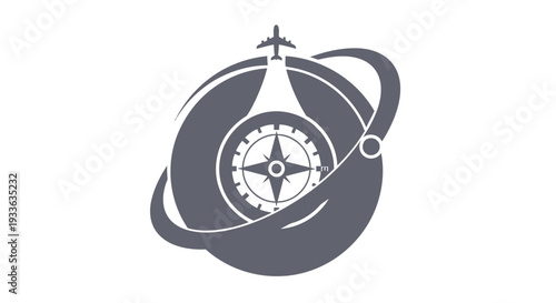 Global Travel Compass and Airplane Logo Design.